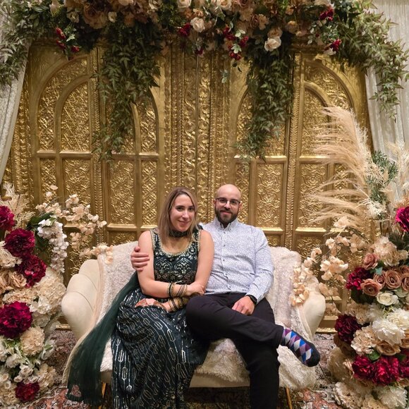 Indo Western Green Jumpsuit with choker dupatta - Picture 3 of 4